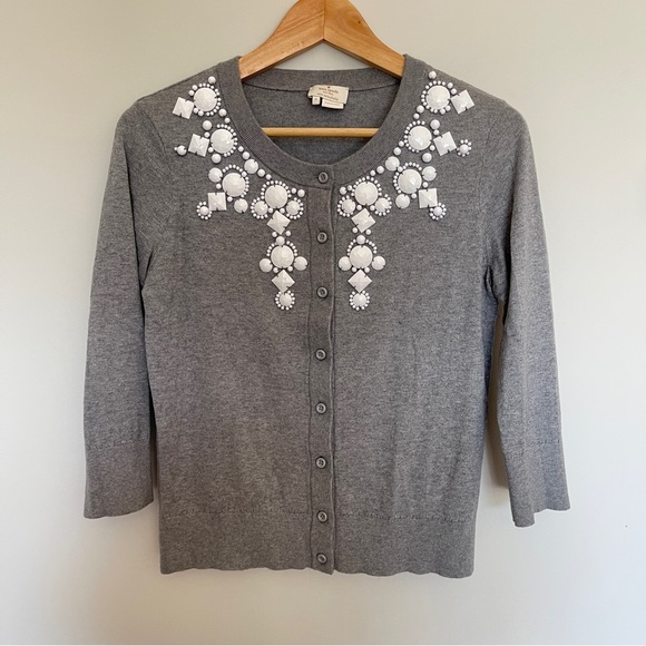 Kate Spade Sweaters Embellished Cardigan in Gray - Picture 2 of 8